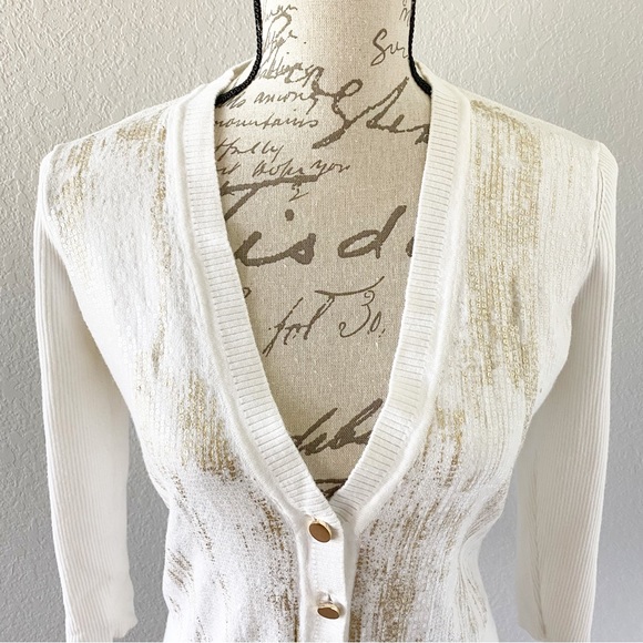 CACHE Cardigan With Gold Embellishments Size Medium - Picture 2 of 9